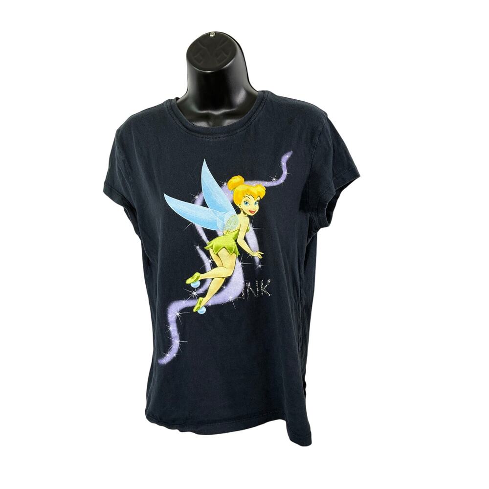 Disney Tinker Bell T Shirt Tink Rhinestone Fairy XL Black